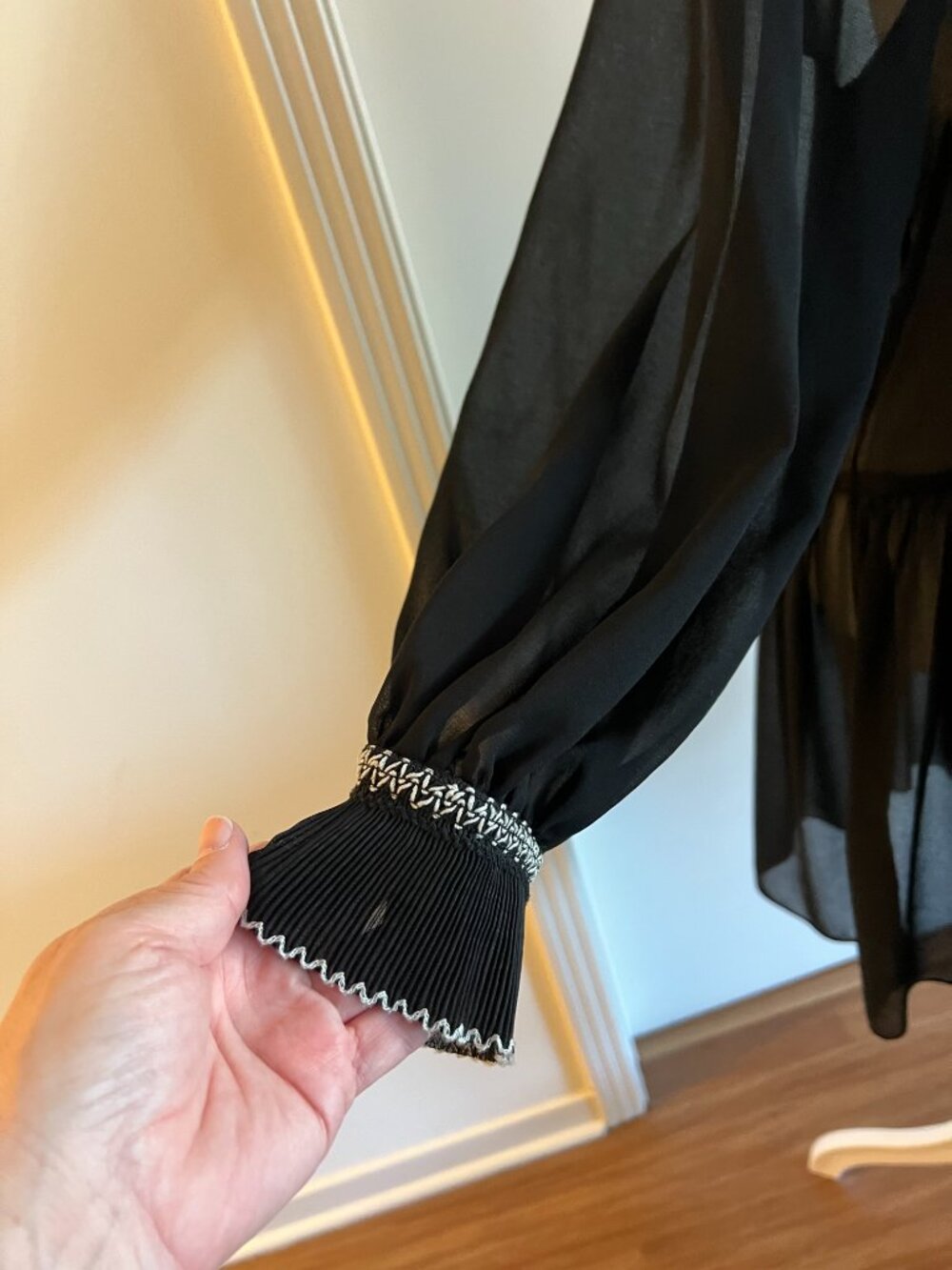 Sandro Chiffon sheer black tunic dress. - Picture 5 of 7